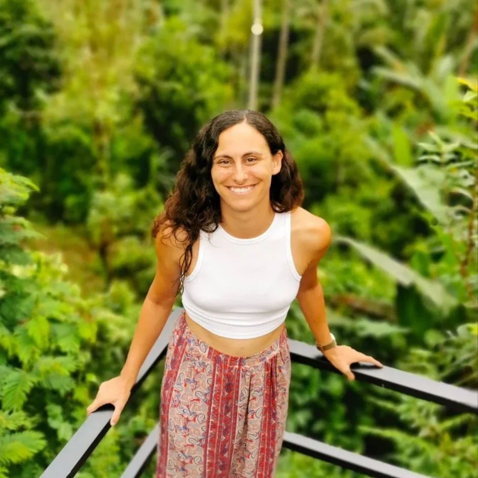 Christina Lefkati integrative therapist smiling in nature in Bali